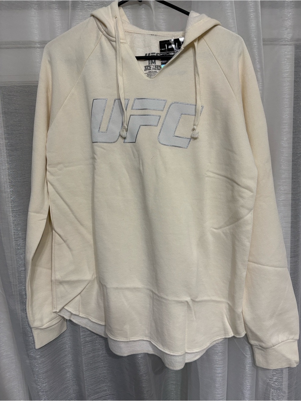 UFC Cream Pullover Hoodie with Embroidered Logo